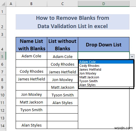 วิธีลบช่องว่างจากรายการตรวจสอบข้อมูลใน Excel (5 วิธี)