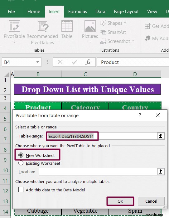 วิธีสร้างรายการดรอปดาวน์ที่มีค่าที่ไม่ซ้ำกันใน Excel (4 วิธี)