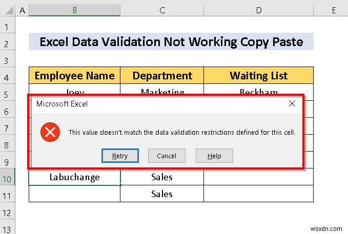 [แก้ไขแล้ว] การตรวจสอบข้อมูลไม่ทำงานสำหรับการคัดลอกวางใน Excel