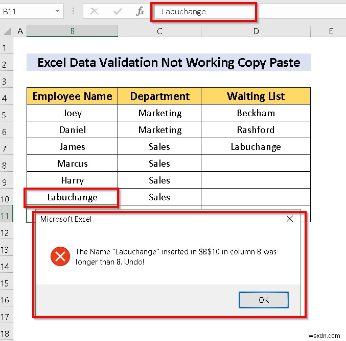 [แก้ไขแล้ว] การตรวจสอบข้อมูลไม่ทำงานสำหรับการคัดลอกวางใน Excel