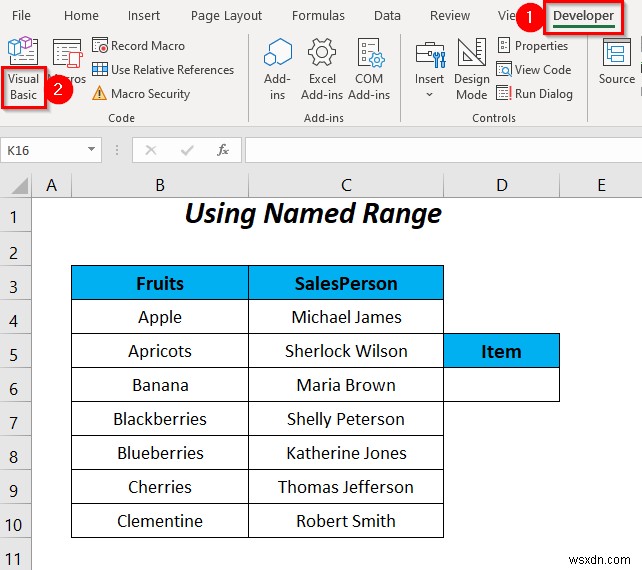 วิธีใช้ช่วงที่มีชื่อสำหรับรายการตรวจสอบข้อมูลด้วย VBA ใน Excel