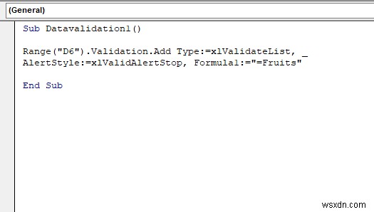 วิธีใช้ช่วงที่มีชื่อสำหรับรายการตรวจสอบข้อมูลด้วย VBA ใน Excel