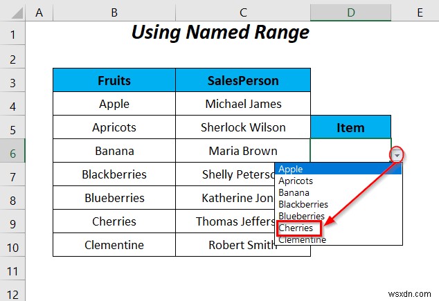 วิธีใช้ช่วงที่มีชื่อสำหรับรายการตรวจสอบข้อมูลด้วย VBA ใน Excel