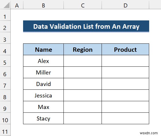 Excel VBA เพื่อสร้างรายการตรวจสอบข้อมูลจากอาร์เรย์