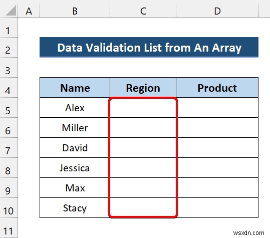 Excel VBA เพื่อสร้างรายการตรวจสอบข้อมูลจากอาร์เรย์