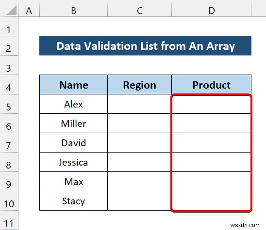 Excel VBA เพื่อสร้างรายการตรวจสอบข้อมูลจากอาร์เรย์