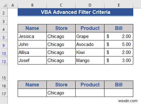 ตัวอย่าง Excel VBA ที่มีเกณฑ์การกรองขั้นสูง (6 กรณี)