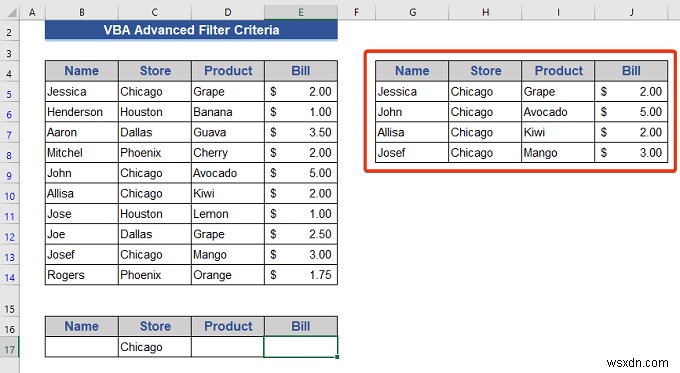 ตัวอย่าง Excel VBA ที่มีเกณฑ์การกรองขั้นสูง (6 กรณี)