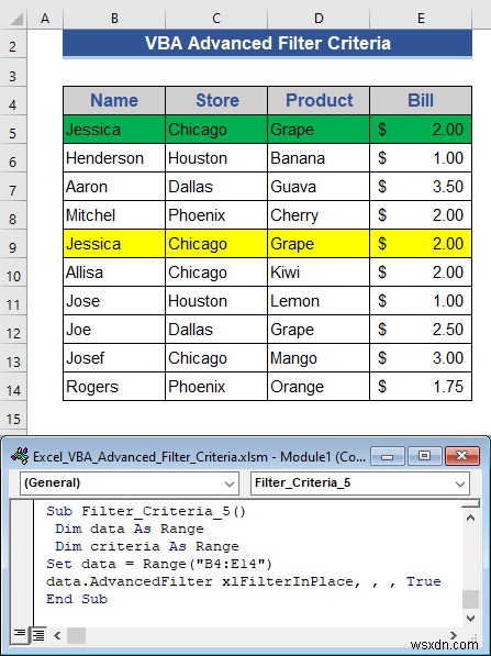 ตัวอย่าง Excel VBA ที่มีเกณฑ์การกรองขั้นสูง (6 กรณี)