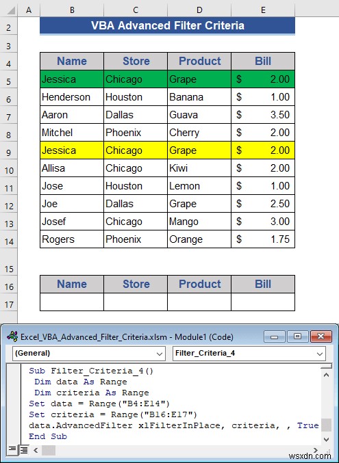 ตัวอย่าง Excel VBA ที่มีเกณฑ์การกรองขั้นสูง (6 กรณี)