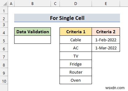 ใช้การตรวจสอบความถูกต้องของข้อมูลที่กำหนดเองสำหรับหลายเกณฑ์ใน Excel (4 ตัวอย่าง)