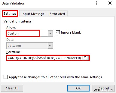 ใช้การตรวจสอบความถูกต้องของข้อมูลที่กำหนดเองสำหรับหลายเกณฑ์ใน Excel (4 ตัวอย่าง)