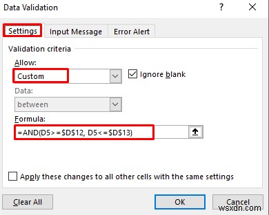 ใช้การตรวจสอบความถูกต้องของข้อมูลที่กำหนดเองสำหรับหลายเกณฑ์ใน Excel (4 ตัวอย่าง)