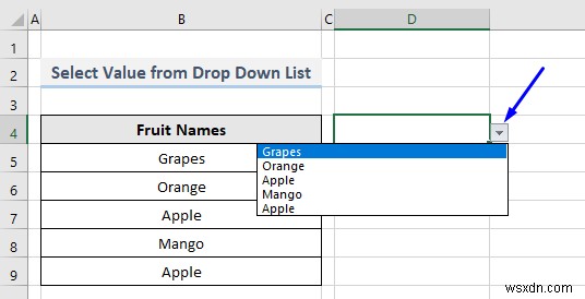 VBA เพื่อเลือกค่าจากรายการดรอปดาวน์ใน Excel (2 วิธี)