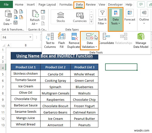 วิธีการสร้างรายการดรอปดาวน์ขึ้นกับช่องว่างใน Excel