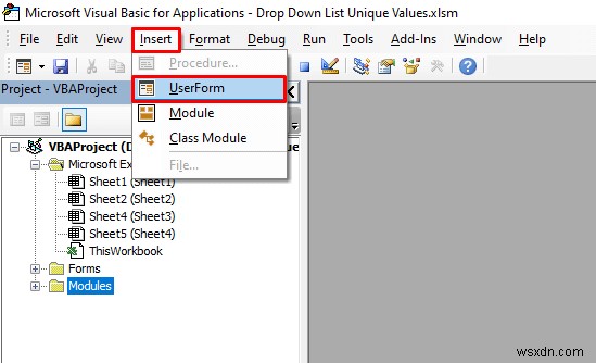 ค่าที่ไม่ซ้ำในรายการแบบหล่นลงที่มี VBA ใน Excel (คู่มือฉบับสมบูรณ์)