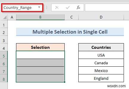 สร้างรายการตรวจสอบความถูกต้องของข้อมูลด้วยการเลือกหลายรายการใน Excel