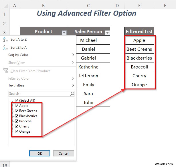 วิธีการคัดลอกรายการดรอปดาวน์ตัวกรองใน Excel (5 วิธี)