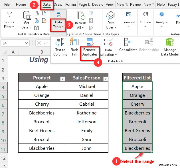 วิธีการคัดลอกรายการดรอปดาวน์ตัวกรองใน Excel (5 วิธี)