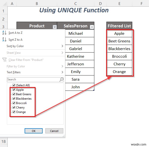 วิธีการคัดลอกรายการดรอปดาวน์ตัวกรองใน Excel (5 วิธี)