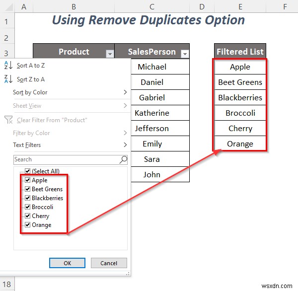 วิธีการคัดลอกรายการดรอปดาวน์ตัวกรองใน Excel (5 วิธี)