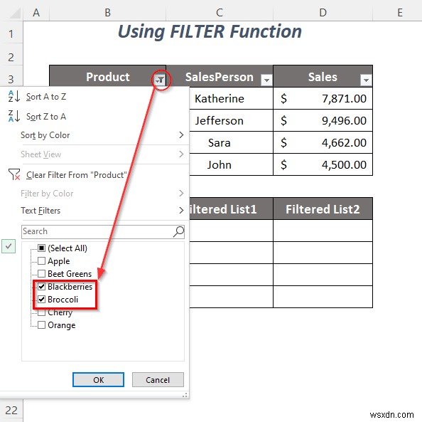 วิธีการคัดลอกรายการดรอปดาวน์ตัวกรองใน Excel (5 วิธี)