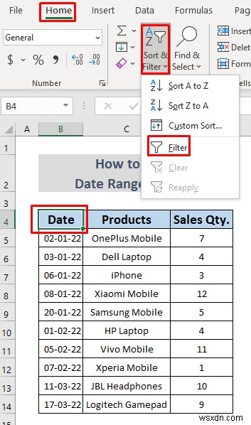 วิธีการกรองช่วงวันที่ใน Excel (5 วิธีง่ายๆ)