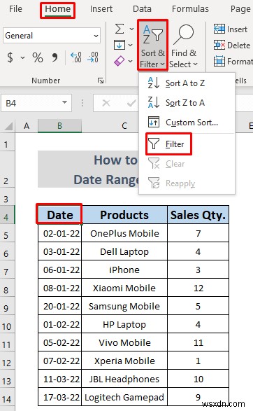 วิธีการกรองช่วงวันที่ใน Excel (5 วิธีง่ายๆ)