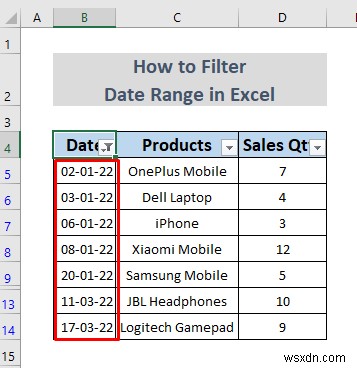 วิธีการกรองช่วงวันที่ใน Excel (5 วิธีง่ายๆ)