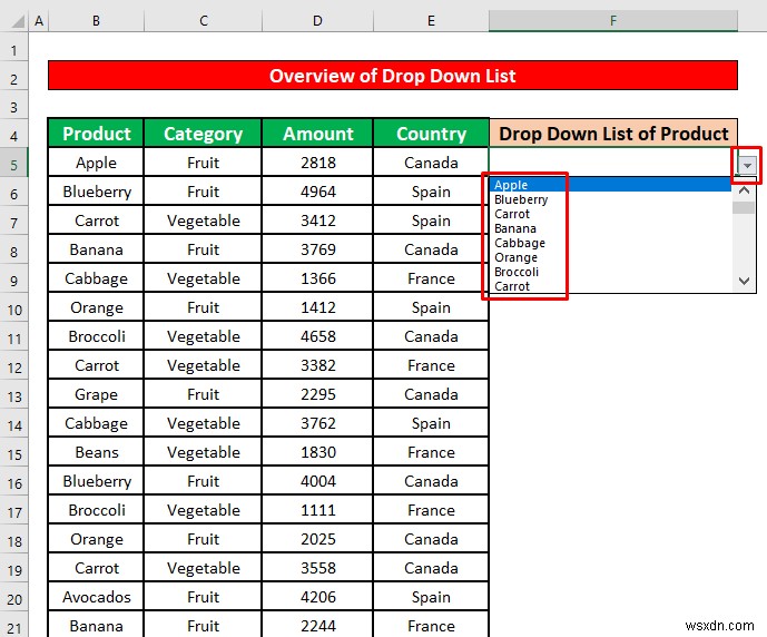 วิธีลบรายการที่ซ้ำกันออกจากรายการแบบเลื่อนลงใน Excel (4 วิธี)