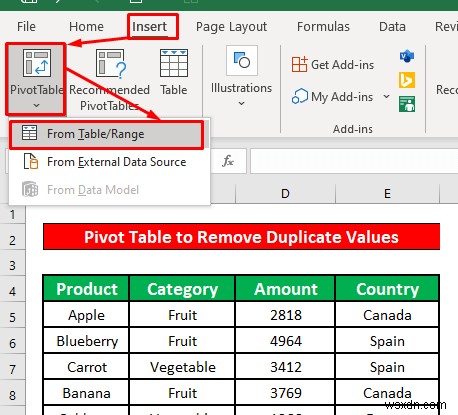 วิธีลบรายการที่ซ้ำกันออกจากรายการแบบเลื่อนลงใน Excel (4 วิธี)