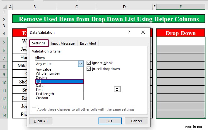 วิธีลบรายการที่ใช้แล้วออกจากรายการแบบเลื่อนลงใน Excel (2 วิธี)