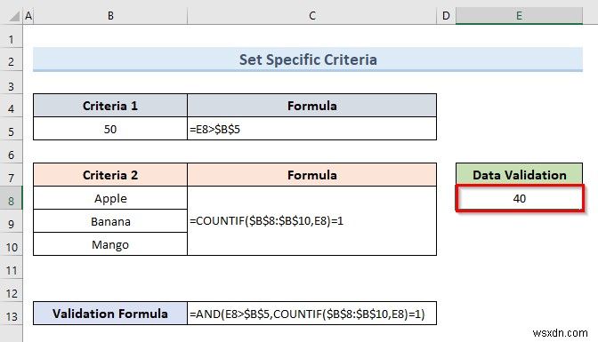 วิธีการใช้การตรวจสอบข้อมูลหลายรายการในเซลล์เดียวใน Excel (ตัวอย่าง 3 รายการ)