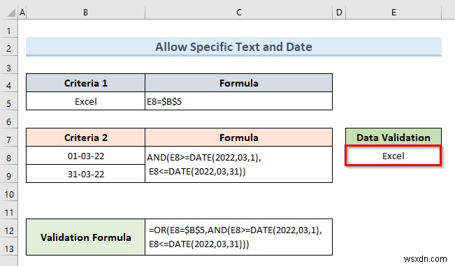 วิธีการใช้การตรวจสอบข้อมูลหลายรายการในเซลล์เดียวใน Excel (ตัวอย่าง 3 รายการ)