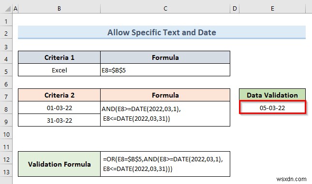 วิธีการใช้การตรวจสอบข้อมูลหลายรายการในเซลล์เดียวใน Excel (ตัวอย่าง 3 รายการ)