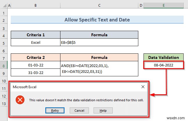 วิธีการใช้การตรวจสอบข้อมูลหลายรายการในเซลล์เดียวใน Excel (ตัวอย่าง 3 รายการ)