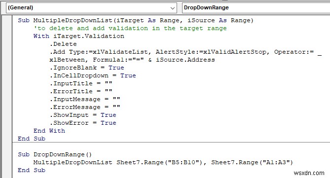 รายการตรวจสอบความถูกต้องของข้อมูลด้วย VBA ใน Excel (7 แอปพลิเคชัน)