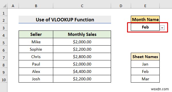 วิธีการเลือกจากเมนูดร็อปดาวน์และดึงข้อมูลจากชีตต่างๆ ใน ​​Excel