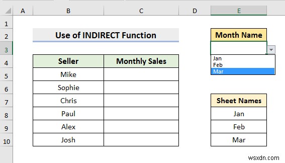 วิธีการเลือกจากเมนูดร็อปดาวน์และดึงข้อมูลจากชีตต่างๆ ใน ​​Excel