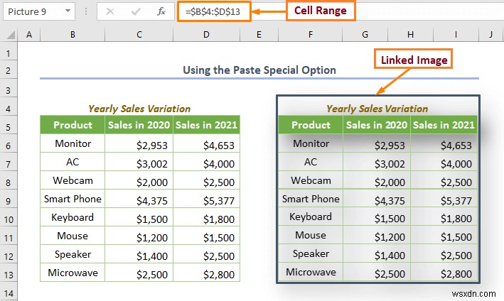 วิธีเชื่อมโยงรูปภาพกับค่าของเซลล์ใน Excel (4 วิธีด่วน)