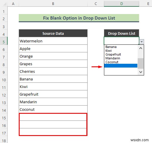 วิธีการเพิ่มตัวเลือกว่างลงในรายการแบบเลื่อนลงใน Excel (2 วิธี)