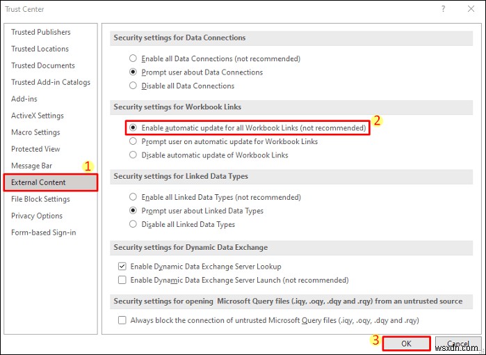 [แก้ไข]:การอัปเดตลิงก์อัตโนมัติของ Excel ถูกปิดใช้งาน