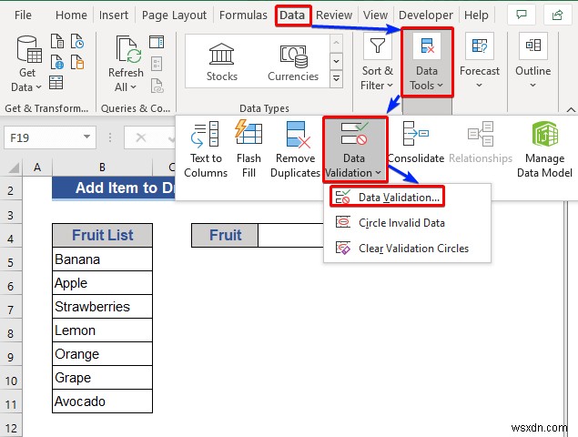 วิธีการเพิ่มรายการลงในรายการแบบเลื่อนลงใน Excel (5 วิธี)