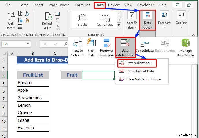 วิธีการเพิ่มรายการลงในรายการแบบเลื่อนลงใน Excel (5 วิธี)