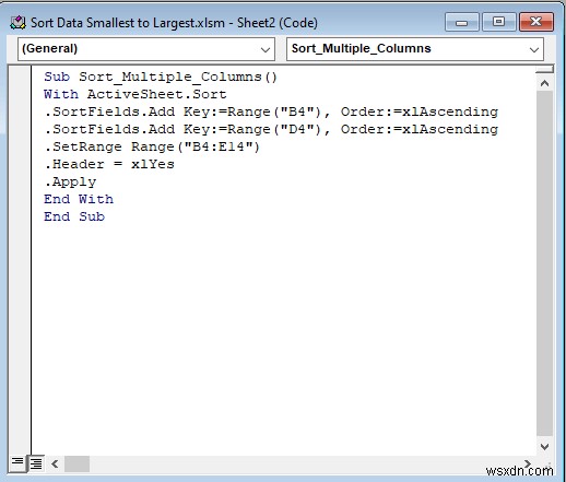 ตัวกรองอัตโนมัติ VBA:เรียงลำดับจากน้อยไปมาก (3 วิธี)