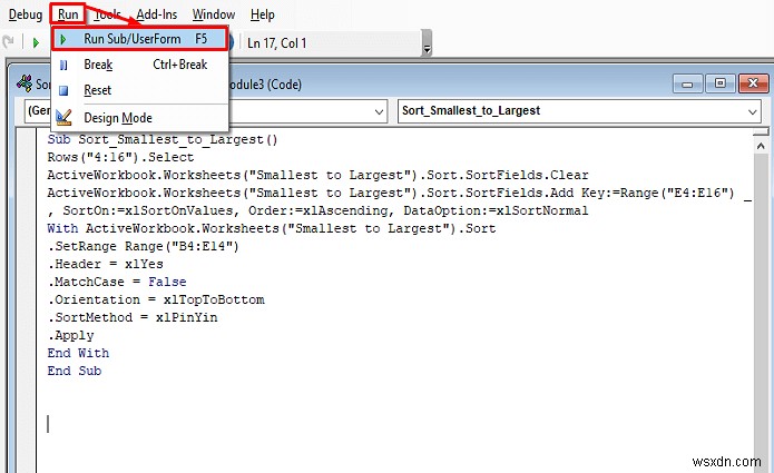 ตัวกรองอัตโนมัติ VBA:เรียงลำดับจากน้อยไปมาก (3 วิธี)