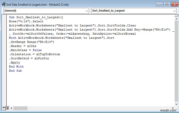 ตัวกรองอัตโนมัติ VBA:เรียงลำดับจากน้อยไปมาก (3 วิธี)