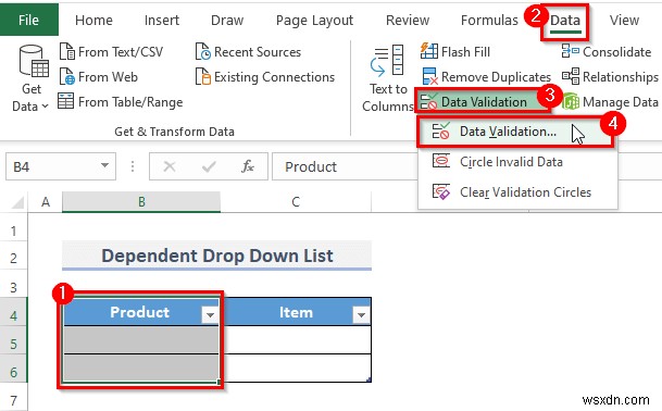 วิธีสร้างรายการแบบหล่นลงขึ้นอยู่กับคำหลายคำใน Excel 