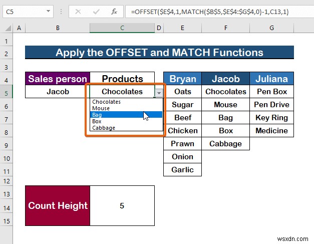 วิธีการเปลี่ยนรายการแบบหล่นลงตามค่าของเซลล์ใน Excel (2 วิธี) 