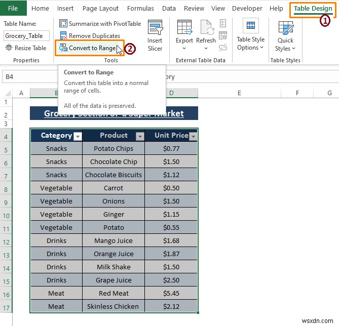 [แก้ไข:] Excel ไม่สามารถผสานเซลล์ในตาราง